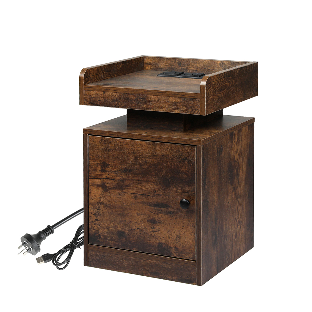 Levede Nightstand RGB LED Bedside Table USB Charge Side Table Drawer Cabinet - Picture 21 of 38