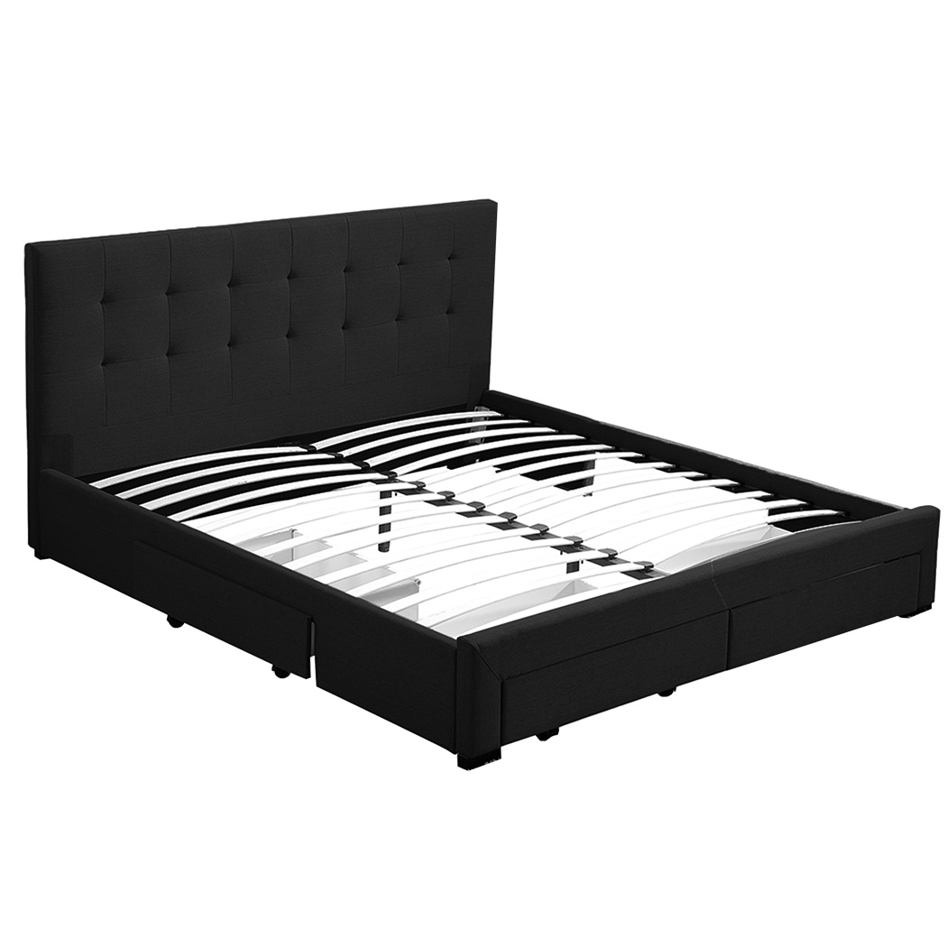 Levede Wooden Bed Frame Double Queen King Fabric Storage Mattress Base Gas Lift - Picture 126 of 159