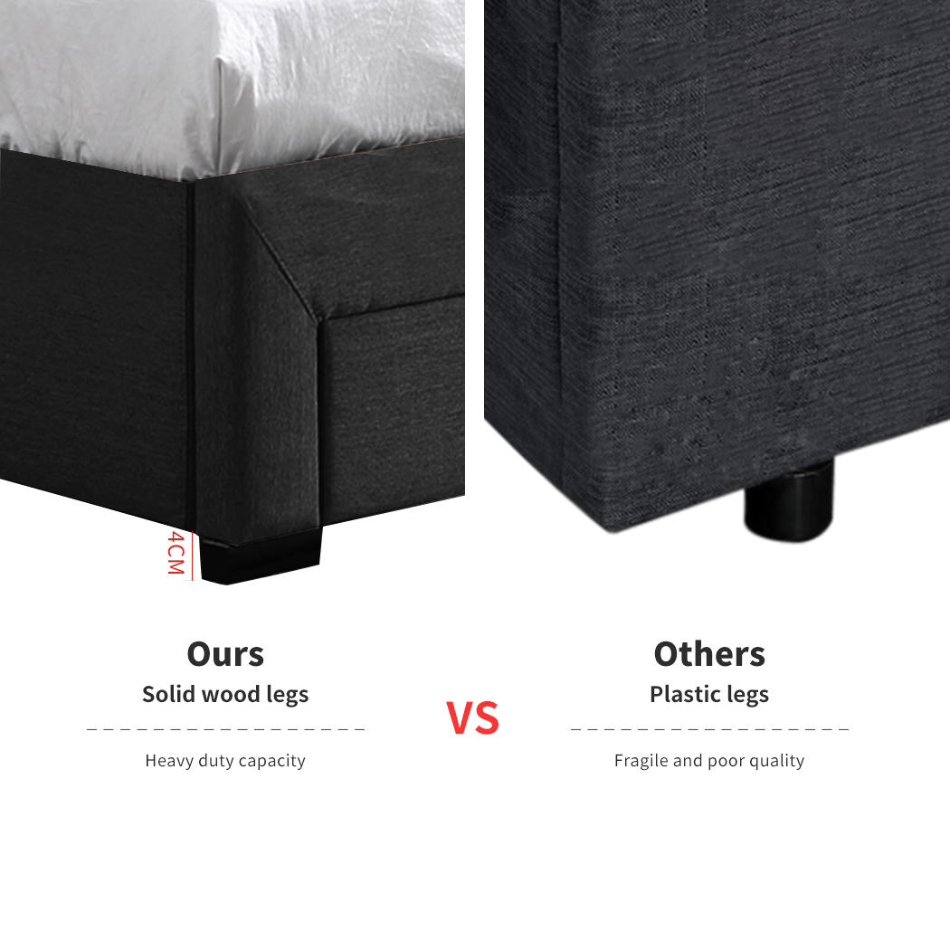 Levede Wooden Bed Frame Double Queen King Fabric Storage Mattress Base Gas Lift - Picture 124 of 159