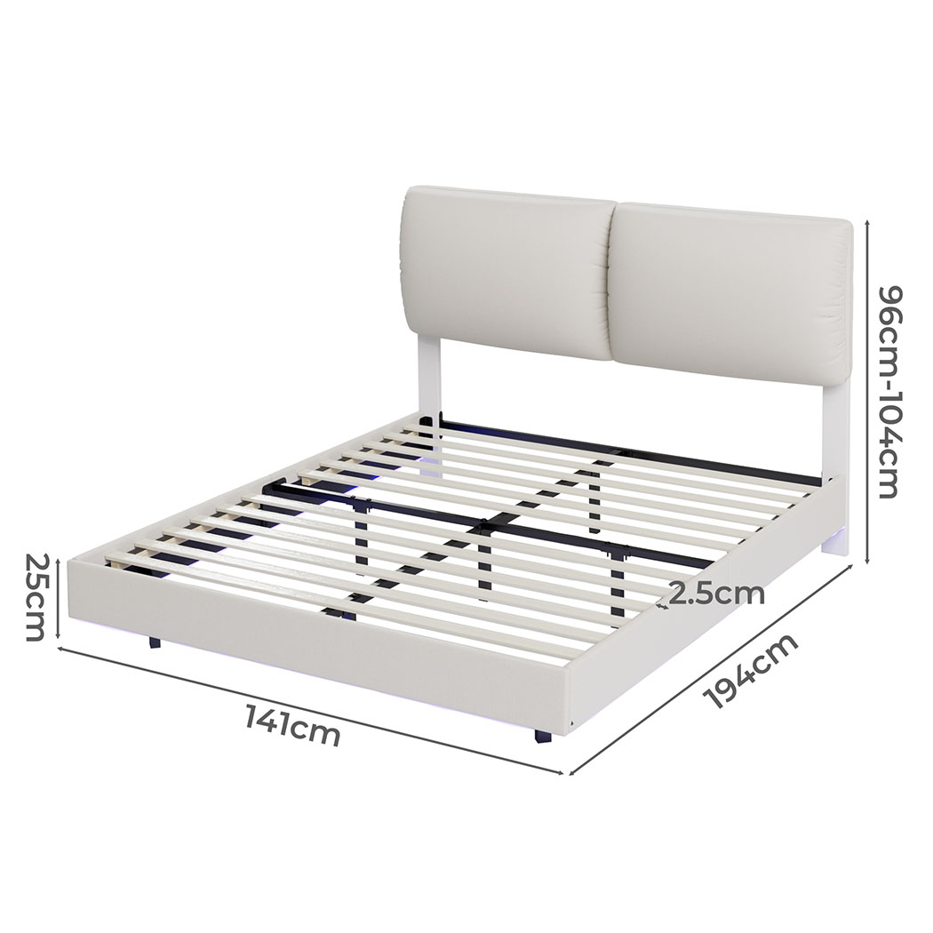 Levede Floating Bed Frame LED Light Soft Headboard Base Platform Double Queen - Picture 23 of 35