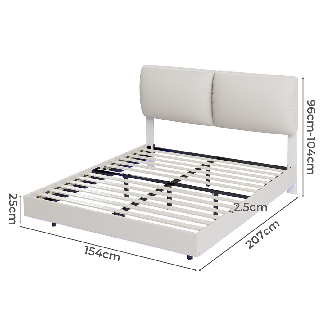 Levede Floating Bed Frame LED Light Soft Headboard Base Platform Double Queen - Picture 25 of 35