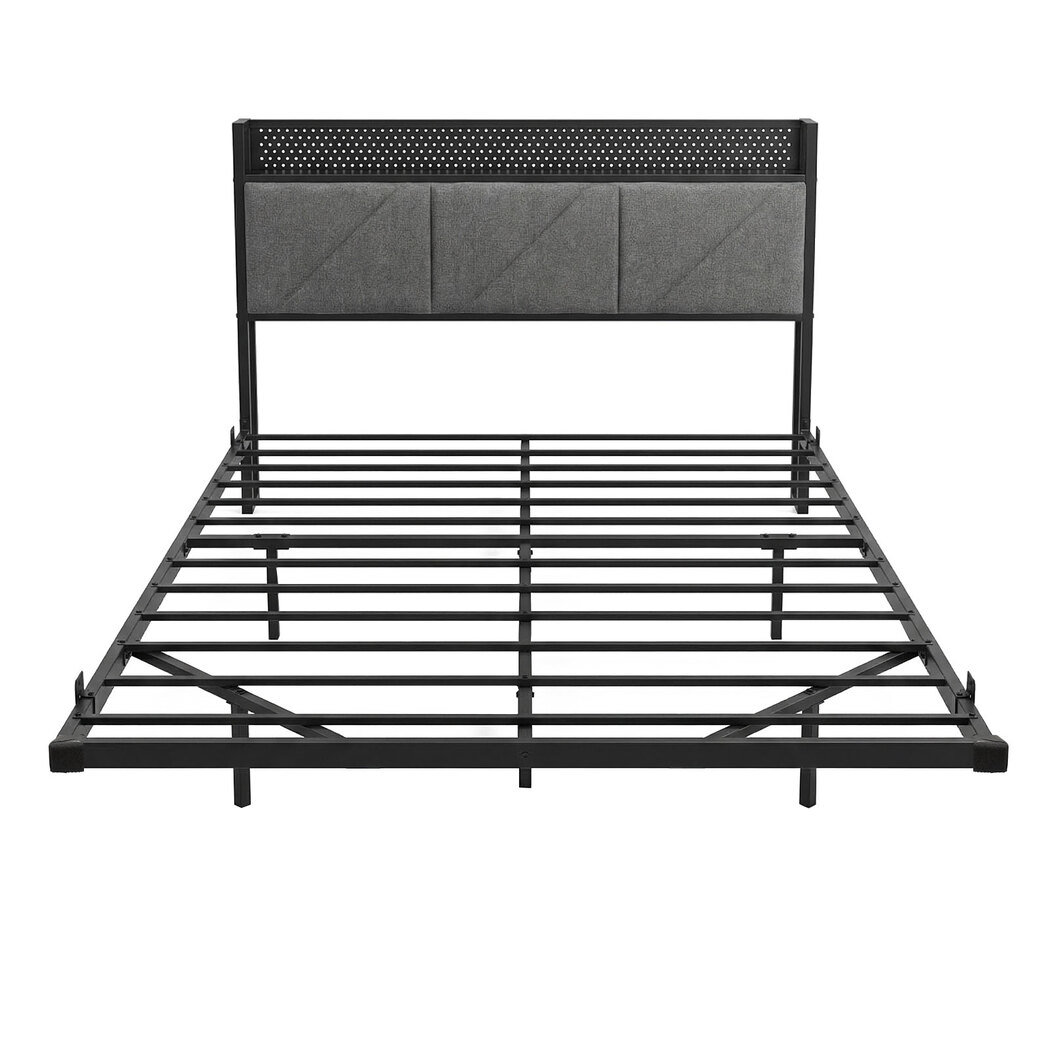 Levede Floating Bed Frame Double LED USB Power Storage Headboard Metal Base detail
