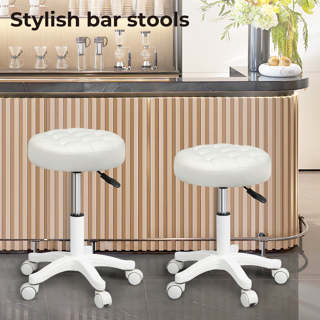 Levede Bar Stools Rolling Salon Chairs Swivel Stool Adjustable Height Work SPA - Picture 11 of 35