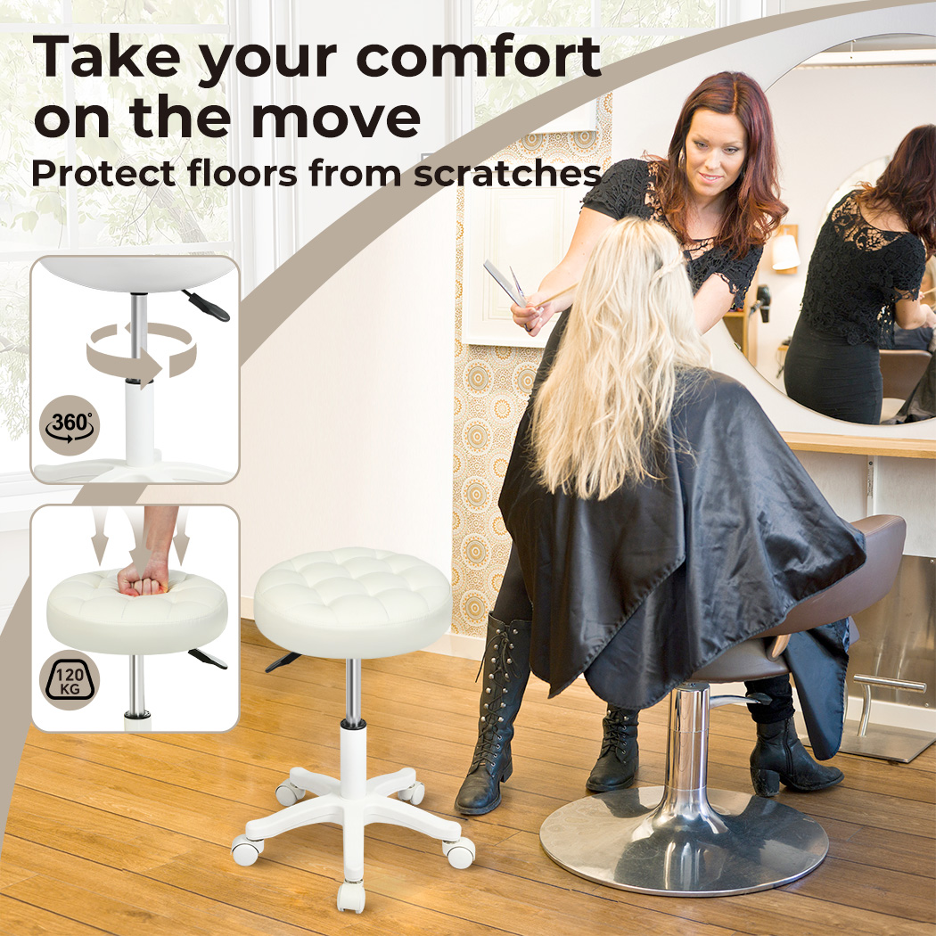 Levede Bar Stools Rolling Salon Chairs Swivel Stool Adjustable Height Work SPA - Picture 12 of 35