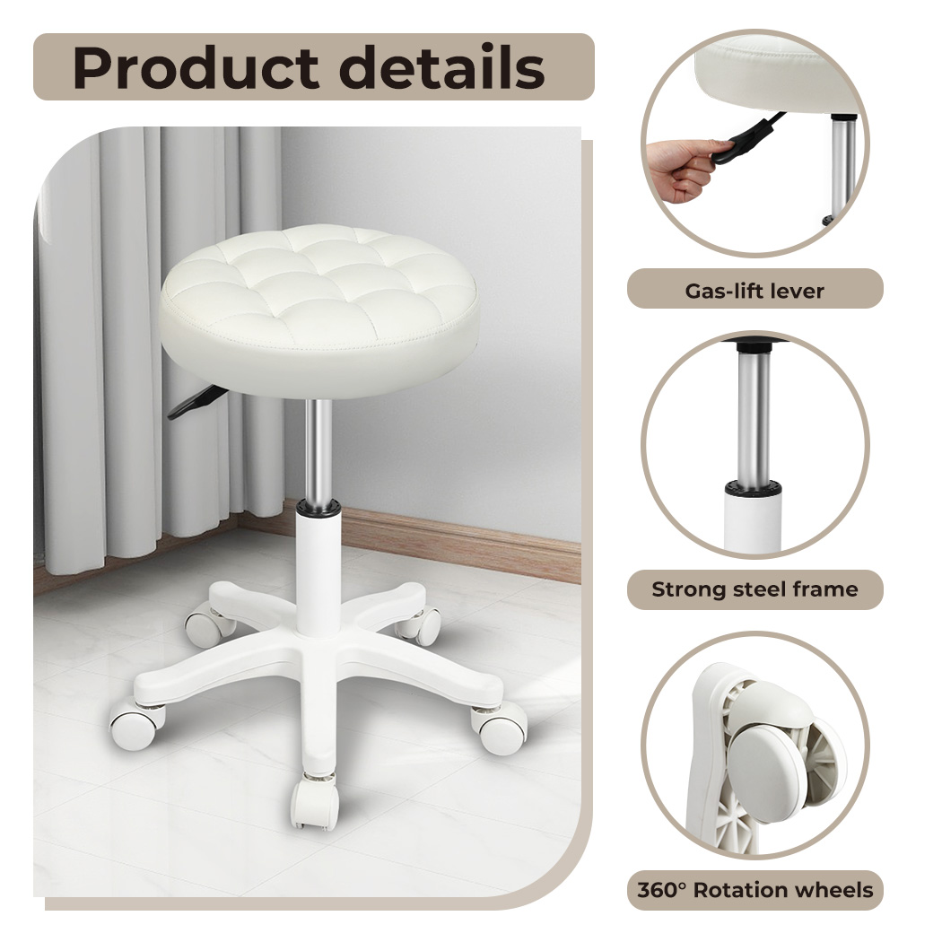 Levede Bar Stools Rolling Salon Chairs Swivel Stool Adjustable Height Work SPA - Picture 15 of 35