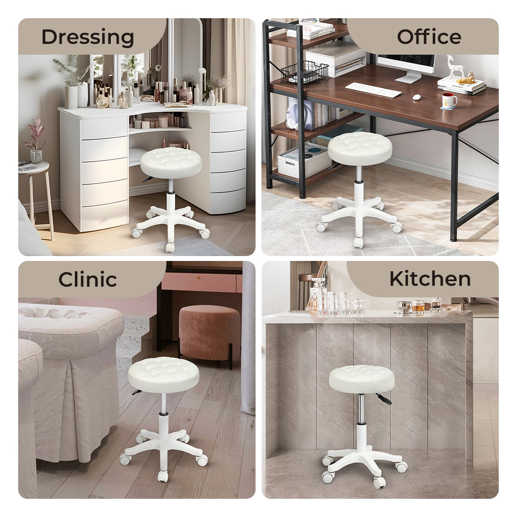 Levede Bar Stools Rolling Salon Chairs Swivel Stool Adjustable Height Work SPA - Picture 16 of 35