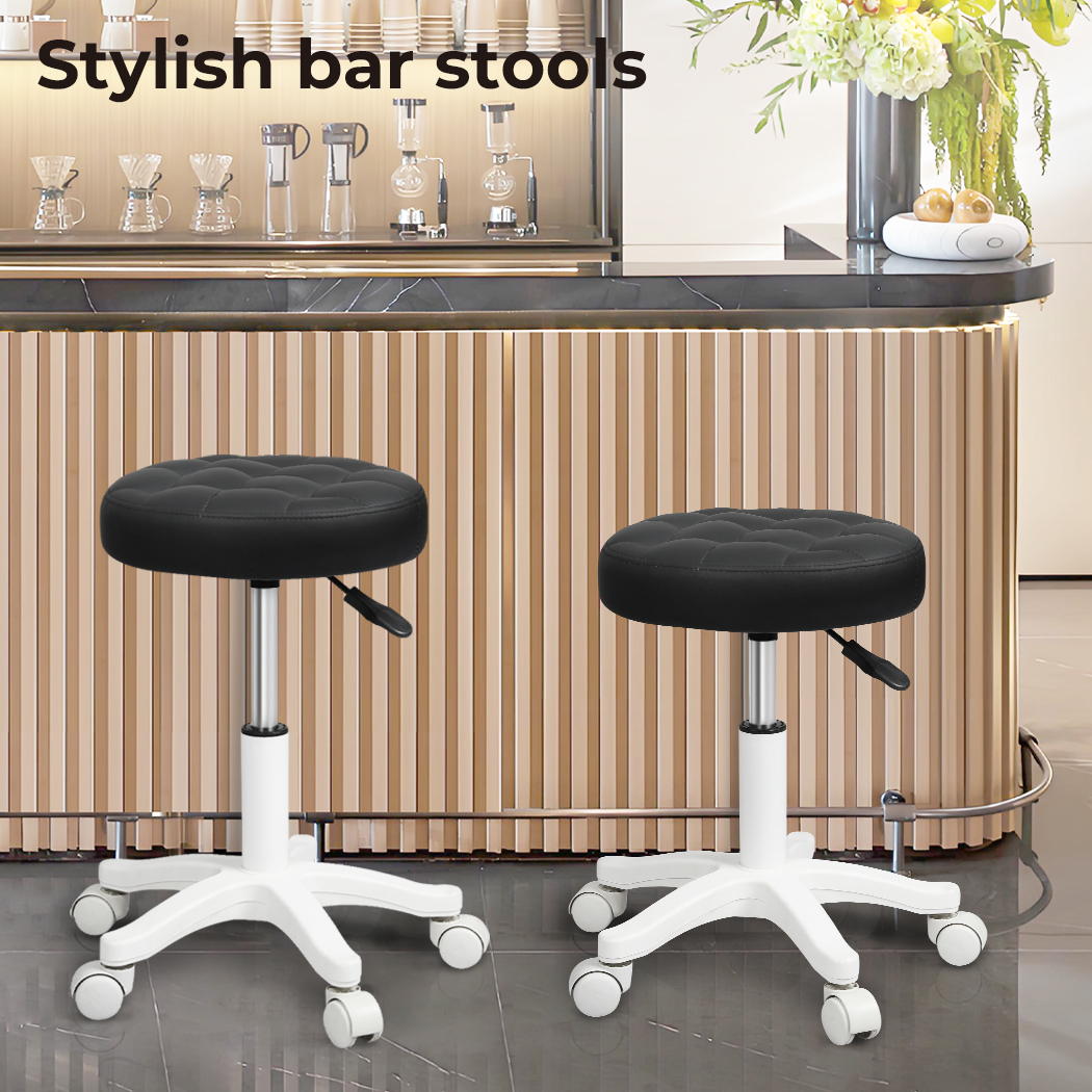 Levede Bar Stools Rolling Salon Chairs Swivel Stool Adjustable Height Work SPA - Picture 20 of 35