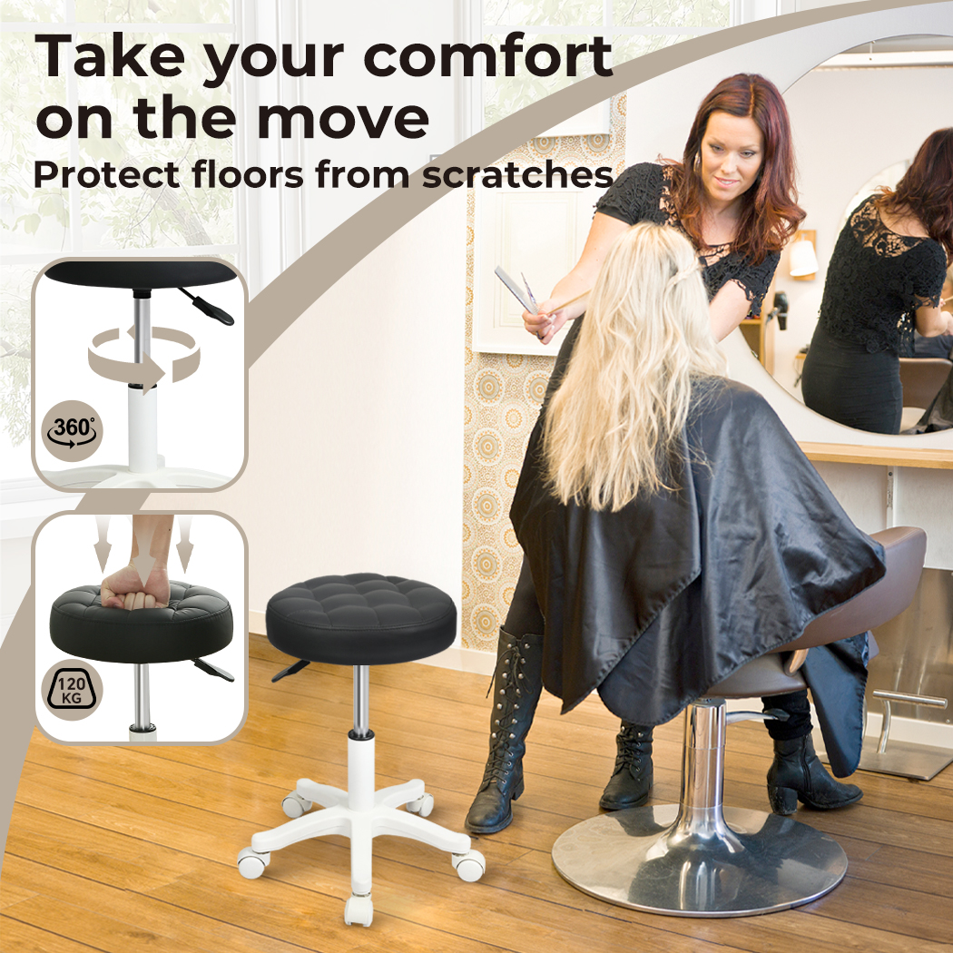 Levede Bar Stools Rolling Salon Chairs Swivel Stool Adjustable Height Work SPA - Picture 21 of 35