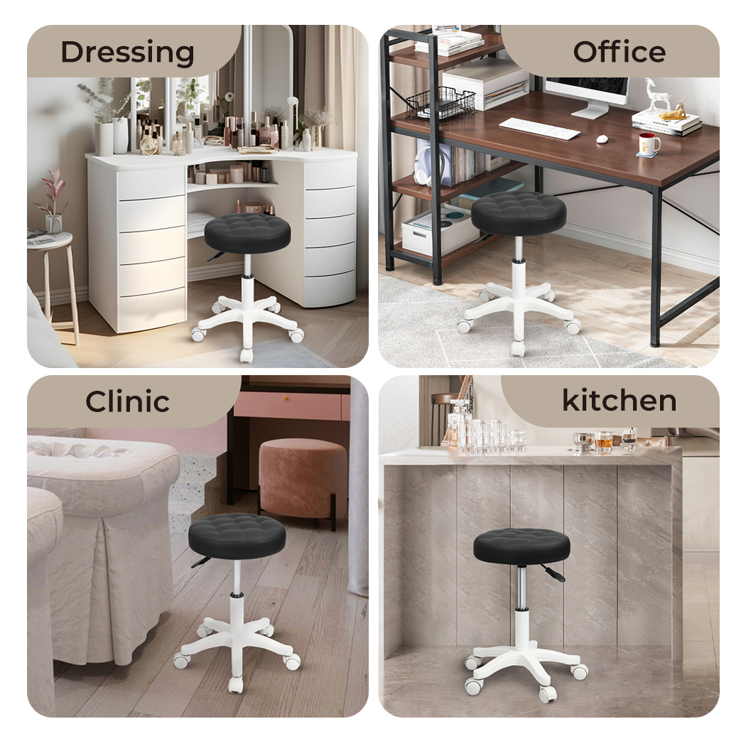 Levede Bar Stools Rolling Salon Chairs Swivel Stool Adjustable Height Work SPA - Picture 25 of 35
