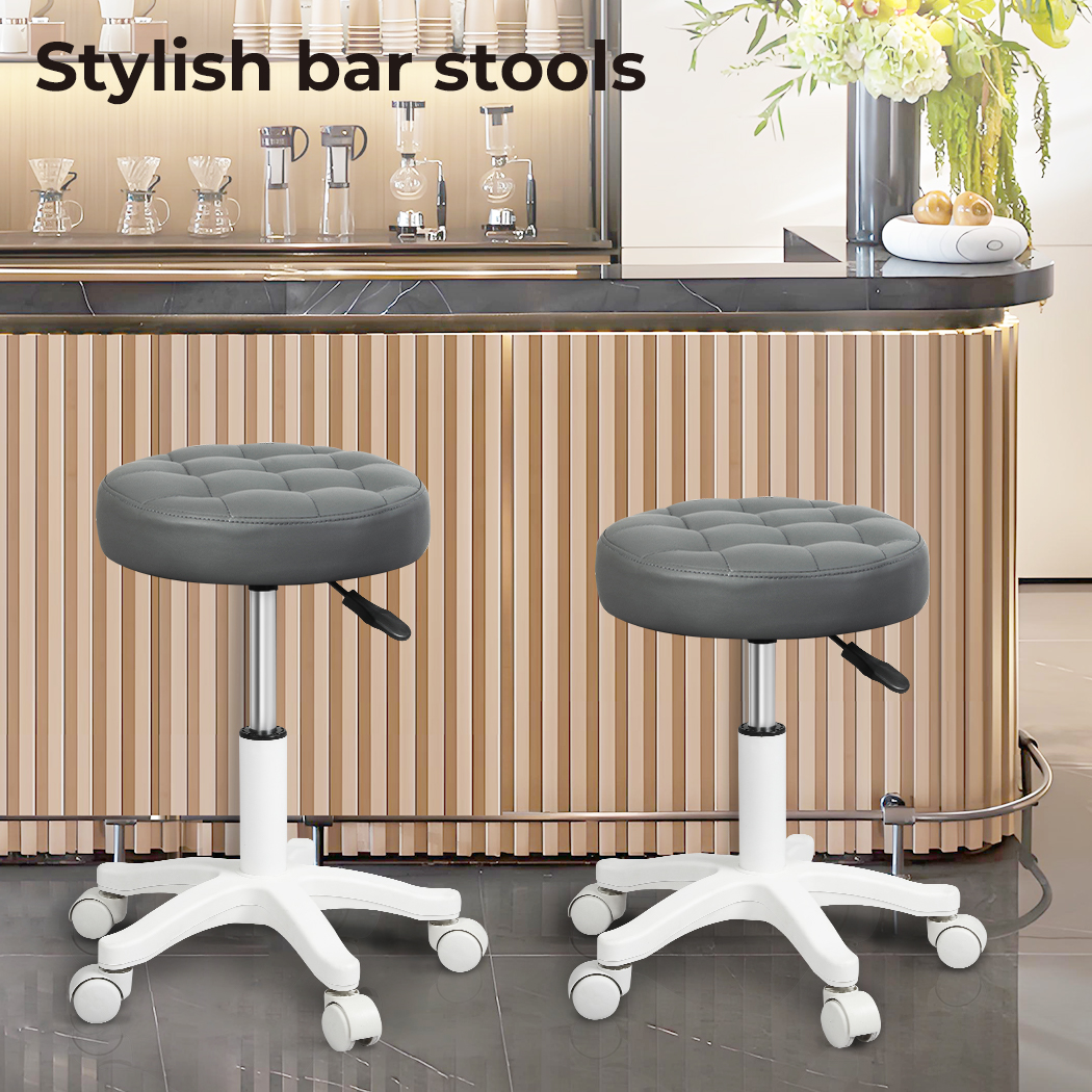 Levede Bar Stools Rolling Salon Chairs Swivel Stool Adjustable Height Work SPA - Picture 29 of 35