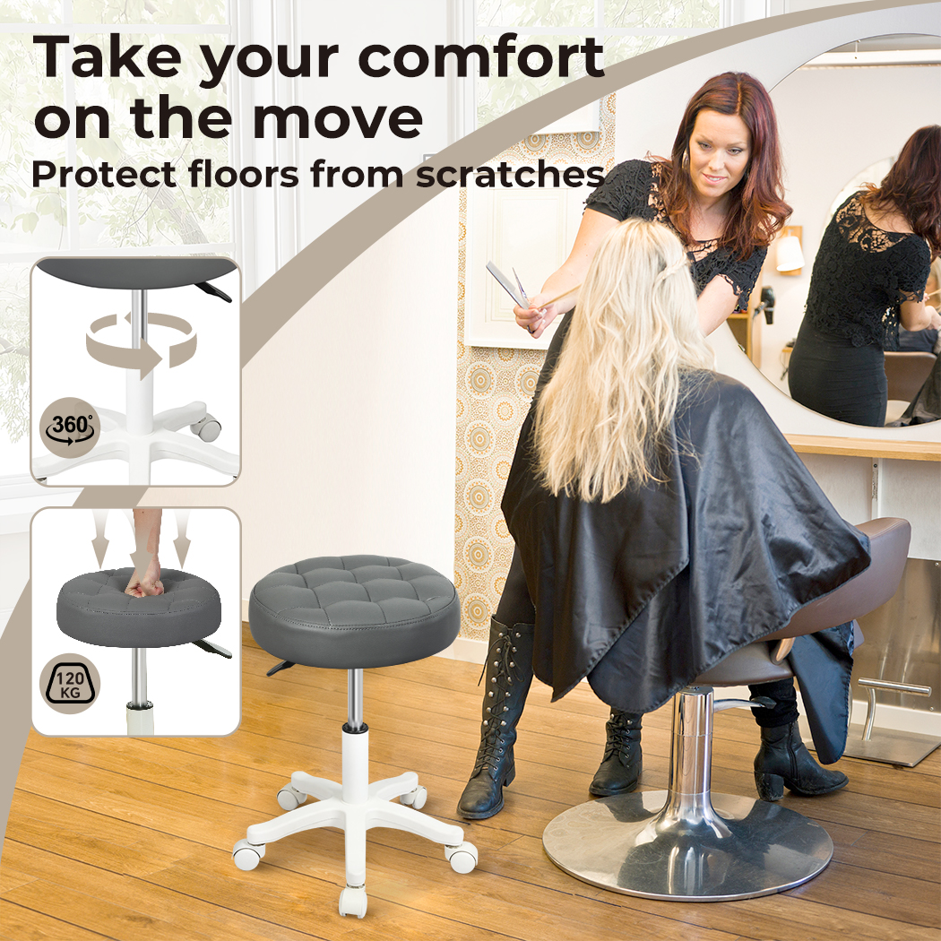 Levede Bar Stools Rolling Salon Chairs Swivel Stool Adjustable Height Work SPA - Picture 30 of 35