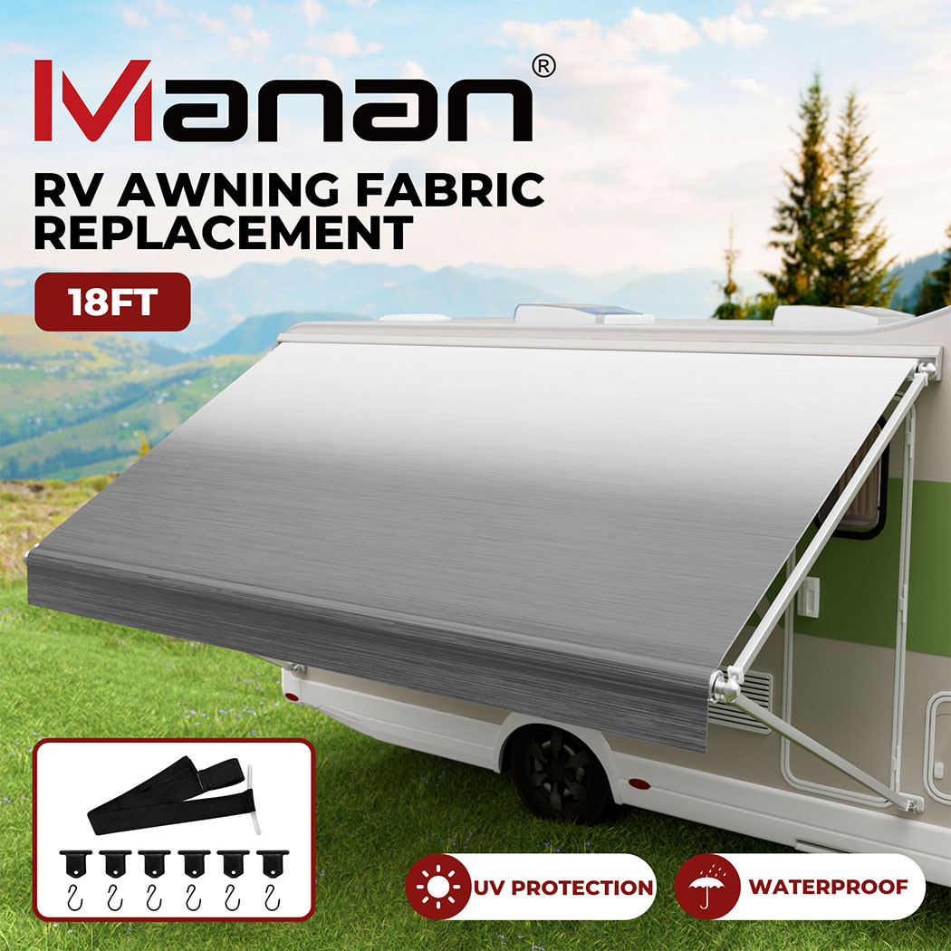 Manan Caravan Awning Replacement Vinyl RV Fabric 14FT-18FT Shading Roll Out Suit - Picture 61 of 72