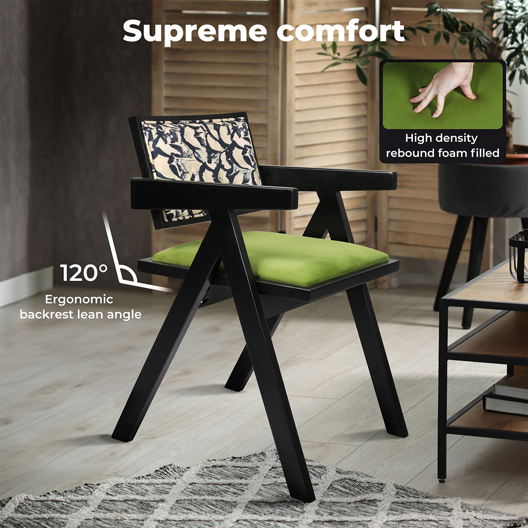 Levede Dining Chairs Solid Wood Armchair Lounge French Retro Chair Padded Cafe - Picture 15 of 33