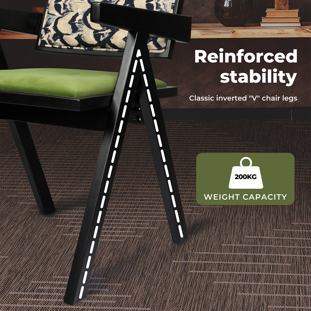Levede Dining Chairs Solid Wood Armchair Lounge French Retro Chair Padded Cafe - Picture 17 of 33