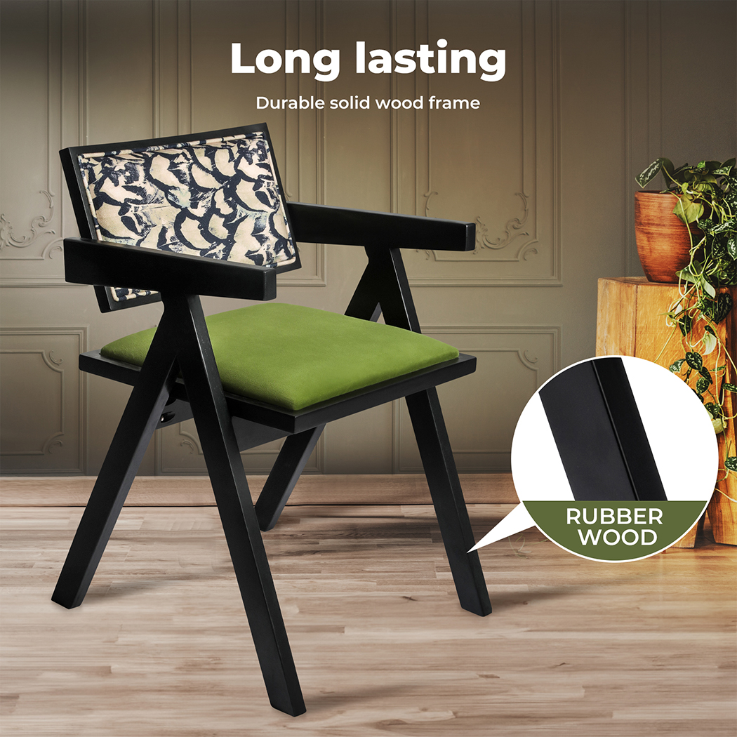 Levede Dining Chairs Solid Wood Armchair Lounge French Retro Chair Padded Cafe - Picture 18 of 33