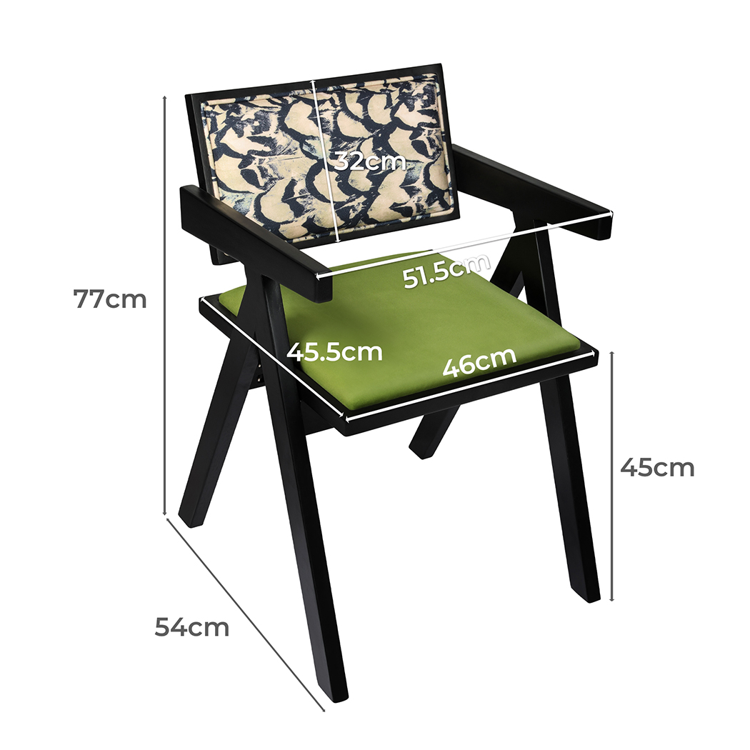 Levede Dining Chairs Solid Wood Armchair Lounge French Retro Chair Padded Cafe - Picture 20 of 33