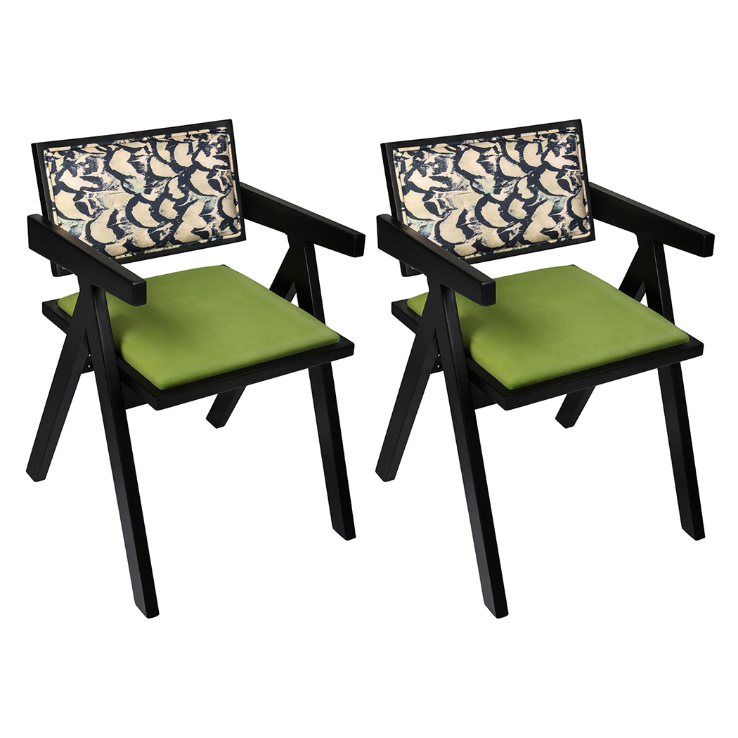 Levede Dining Chairs Solid Wood Armchair Lounge French Retro Chair Padded Cafe - Picture 33 of 33