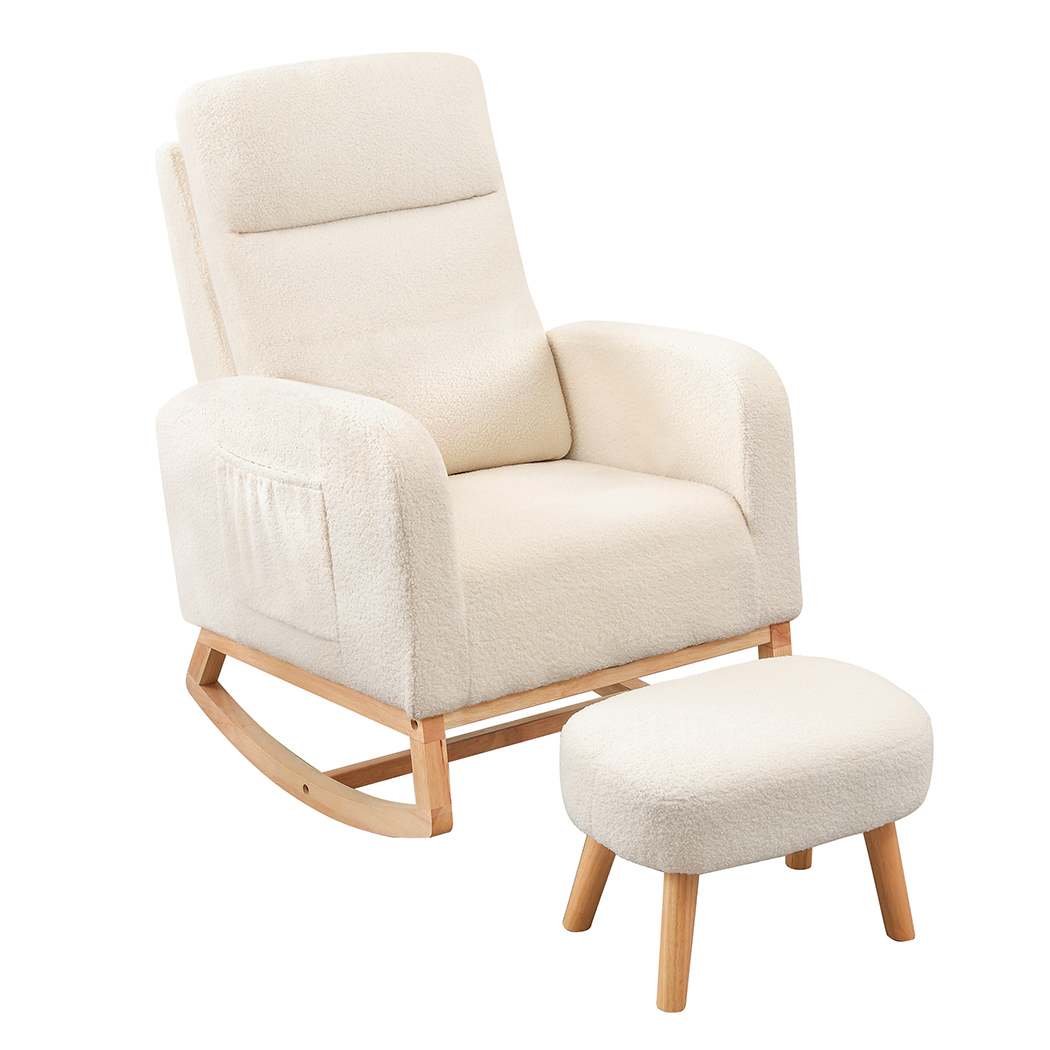 Levede Rocking Chair Nursery Cushion Armchair Accent Lounge Sofa Ottoman Bedroom - Picture 23 of 47