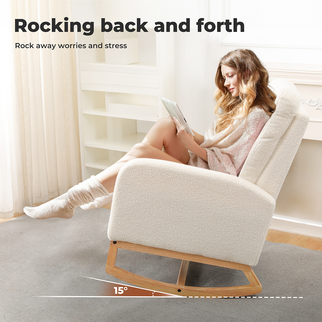 Levede Rocking Chair Nursery Cushion Armchair Accent Lounge Sofa Ottoman Bedroom - Picture 15 of 47