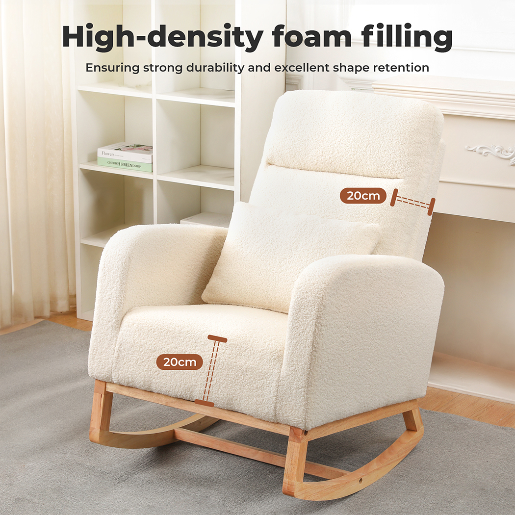 Levede Rocking Chair Nursery Cushion Armchair Accent Lounge Sofa Ottoman Bedroom - Picture 16 of 47