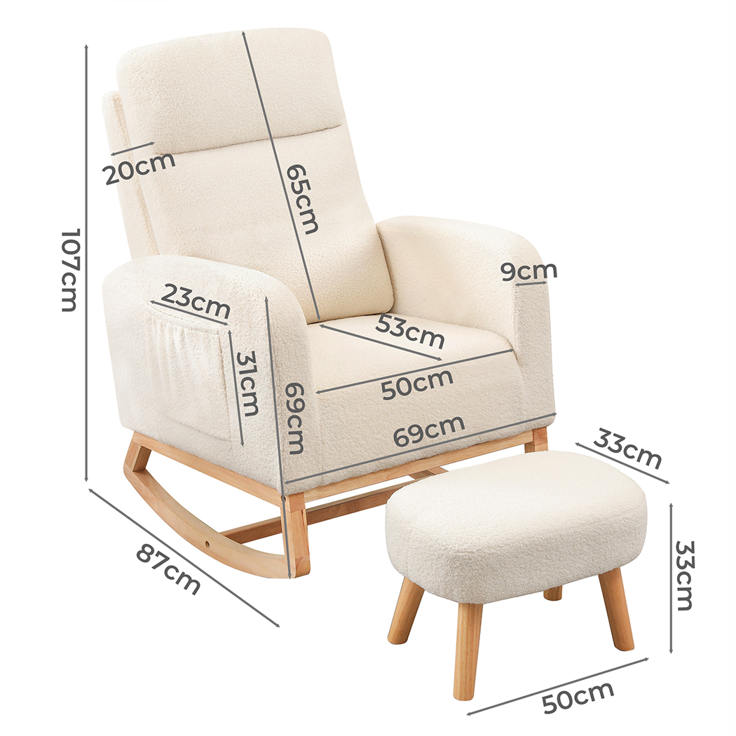 Levede Rocking Chair Nursery Cushion Armchair Accent Lounge Sofa Ottoman Bedroom - Picture 22 of 47