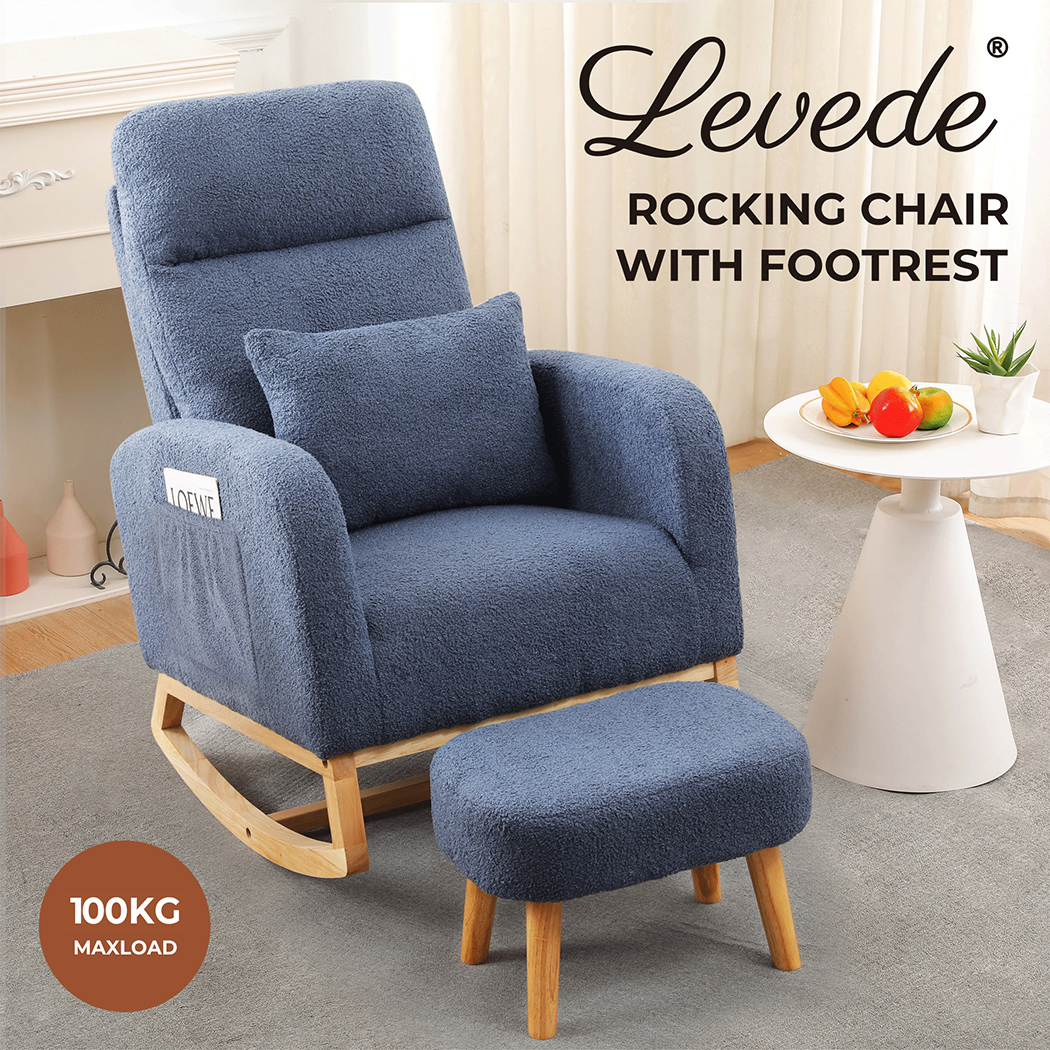 Levede Rocking Chair Nursery Cushion Armchair Accent Lounge Sofa Ottoman Bedroom - Picture 24 of 47