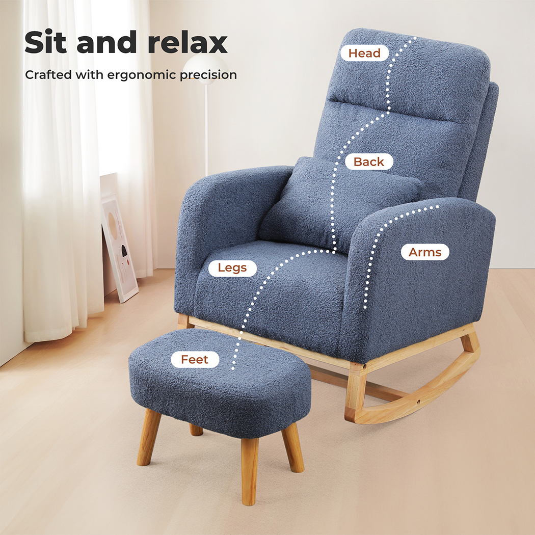 Levede Rocking Chair Nursery Cushion Armchair Accent Lounge Sofa Ottoman Bedroom - Picture 25 of 47