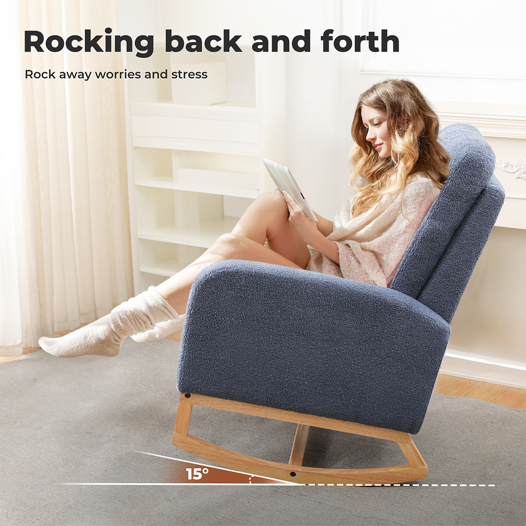 Levede Rocking Chair Nursery Cushion Armchair Accent Lounge Sofa Ottoman Bedroom - Picture 26 of 47