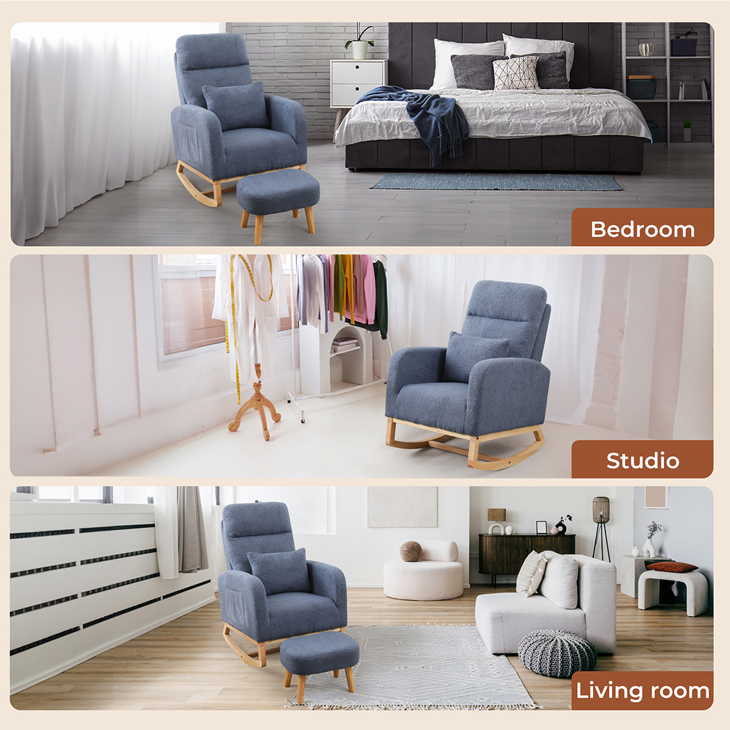 Levede Rocking Chair Nursery Cushion Armchair Accent Lounge Sofa Ottoman Bedroom - Picture 32 of 47