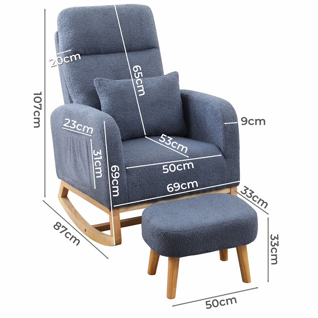 Levede Rocking Chair Nursery Cushion Armchair Accent Lounge Sofa Ottoman Bedroom - Picture 33 of 47