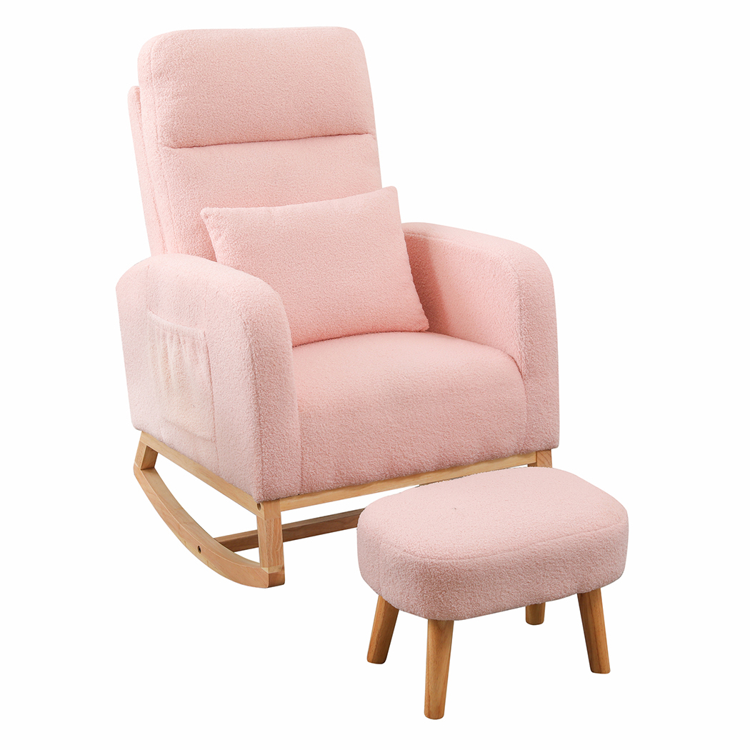 Levede Rocking Chair Nursery Cushion Armchair Accent Lounge Sofa Ottoman Bedroom - Picture 47 of 47