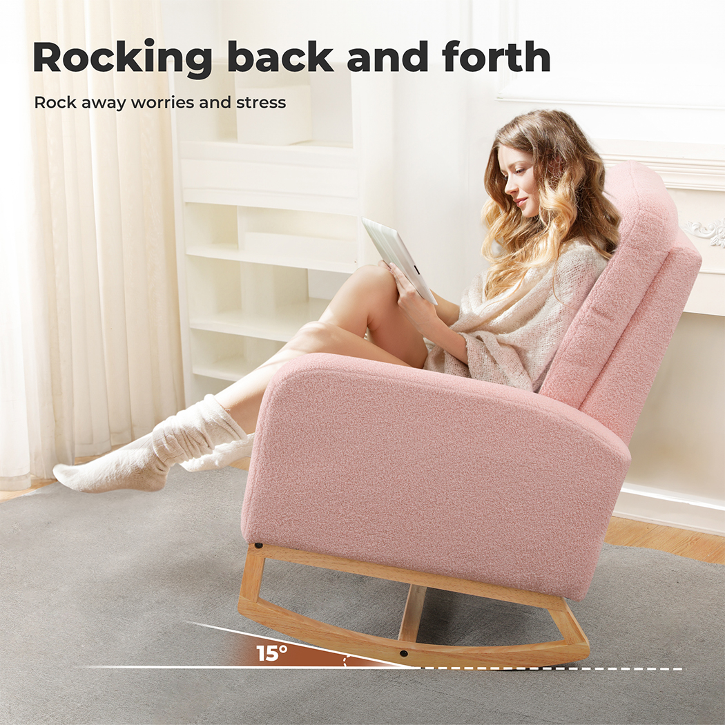 Levede Rocking Chair Nursery Cushion Armchair Accent Lounge Sofa Ottoman Bedroom - Picture 38 of 47