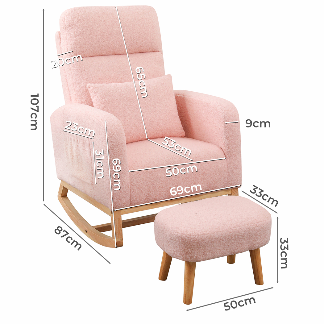 Levede Rocking Chair Nursery Cushion Armchair Accent Lounge Sofa Ottoman Bedroom - Picture 45 of 47