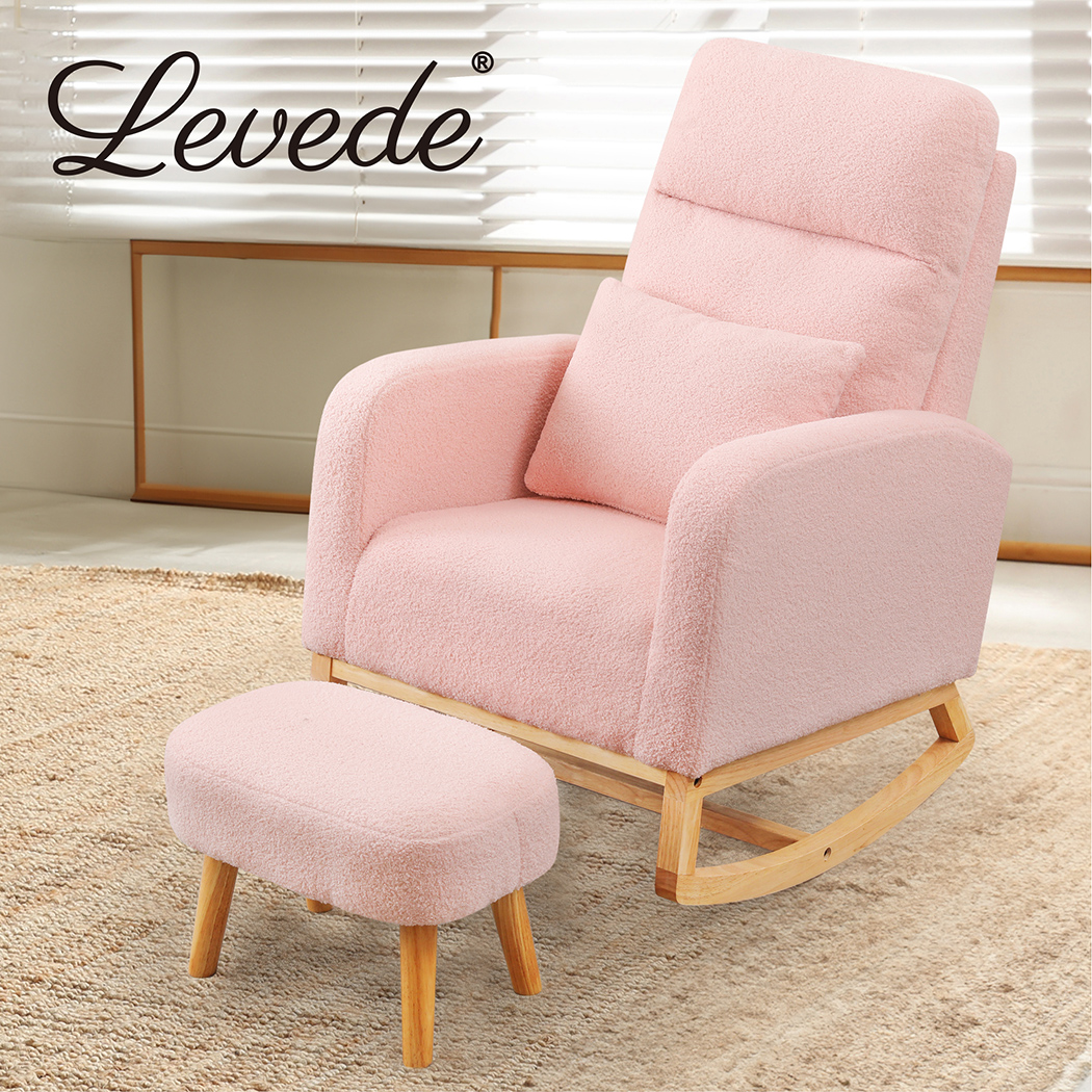Levede Rocking Chair Nursery Cushion Armchair Accent Lounge Sofa Ottoman Bedroom - Picture 46 of 47