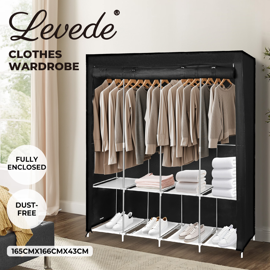 Levede Portable Clothes Closet Wardrobe Large Storage Cabinet Organiser Shelf - Picture 24 of 34
