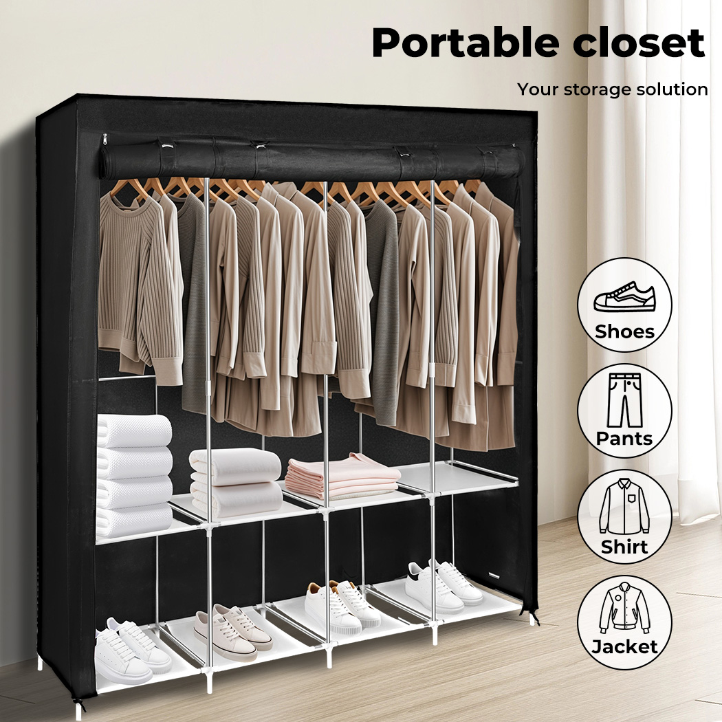 Levede Portable Clothes Closet Wardrobe Large Storage Cabinet Organiser Shelf - Picture 25 of 34