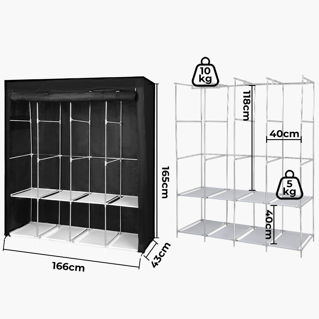 Levede Portable Clothes Closet Wardrobe Large Storage Cabinet Organiser Shelf - Picture 33 of 34