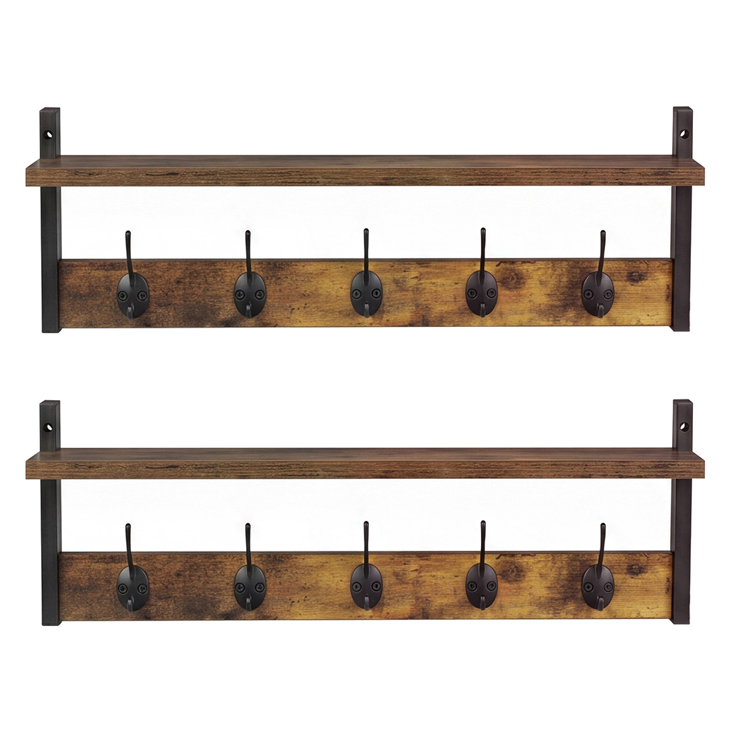 Levede Coat Rack Shelf Wall Mounted Entryway Double Hook Wall Floating Hat Rack detail