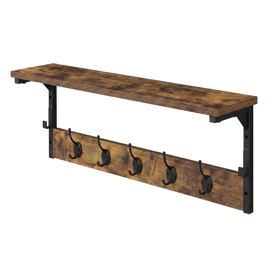 Levede Coat Rack Shelf Wall Mounted 7 Hooks Wall Floating Hat Rack Living Room
