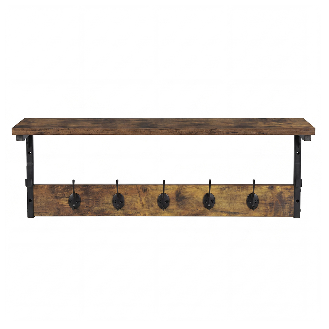 Levede Coat Rack Shelf Wall Mounted 7 Hooks Wall Floating Hat Rack Living Room detail