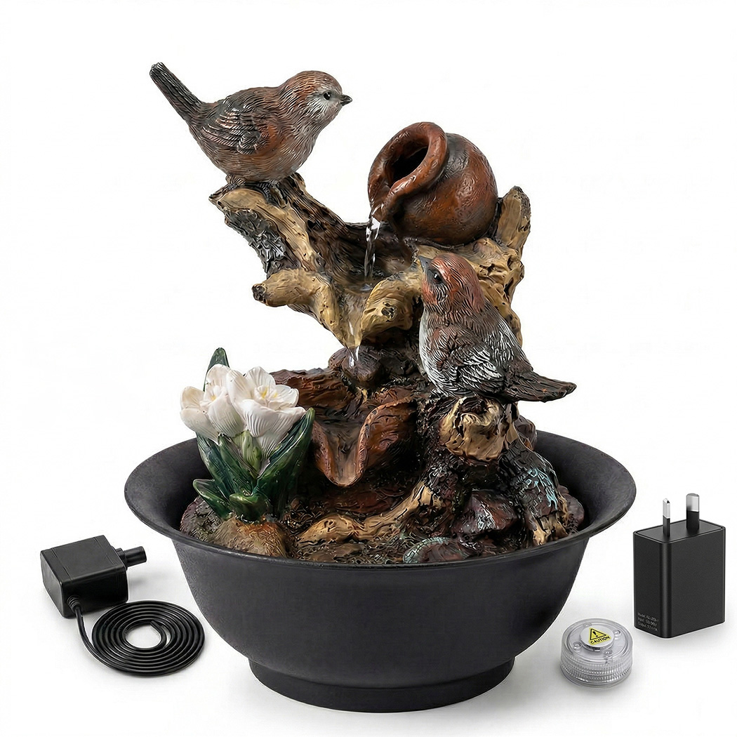 Spector Tabletop Water Fountain LED Colour Changing Bird Indoor Desktop AU Plug detail