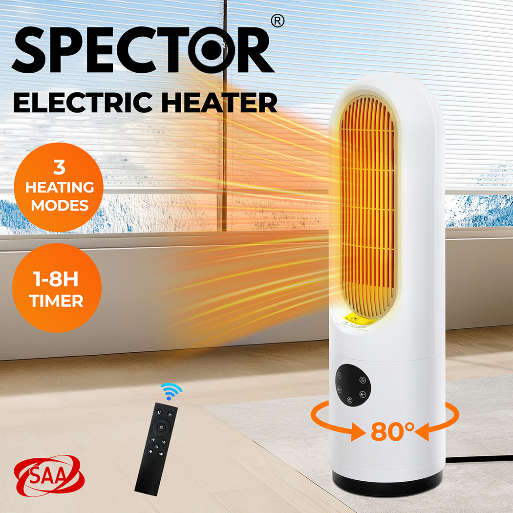 Spector Electric Heater Ceramic Tower Portable Oscillating Remote Control 1200W - Picture 13 of 36
