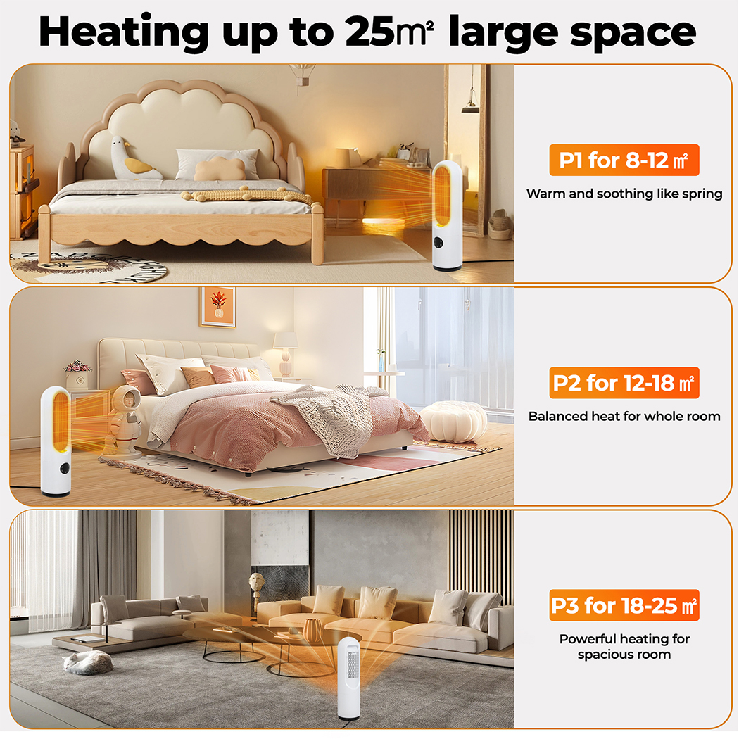 Spector Electric Heater Ceramic Tower Portable Oscillating Remote Control 1200W - Picture 17 of 36