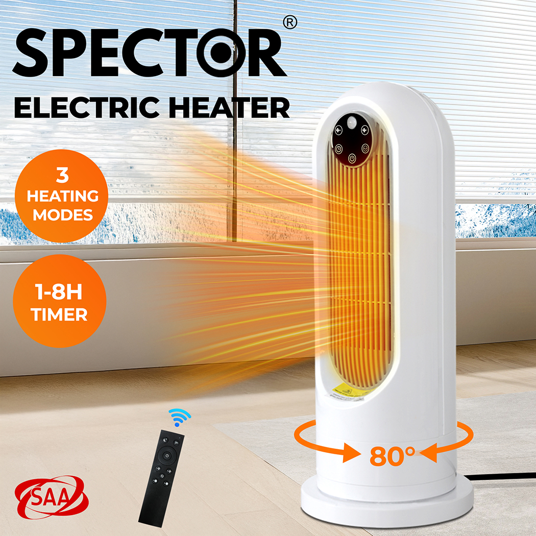 Spector Electric Heater Ceramic Tower Portable Oscillating Remote Control 1200W - Picture 25 of 36