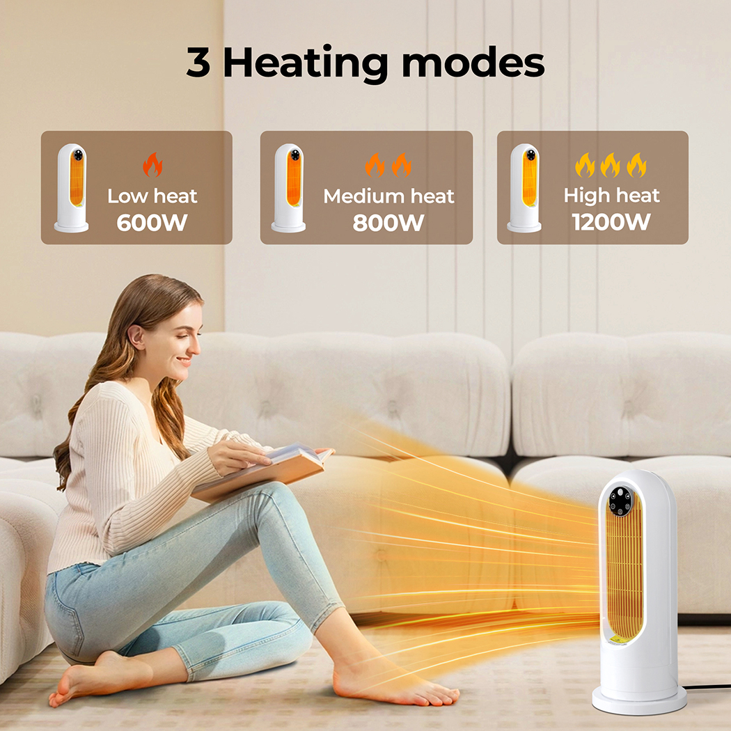 Spector Electric Heater Ceramic Tower Portable Oscillating Remote Control 1200W - Picture 28 of 36