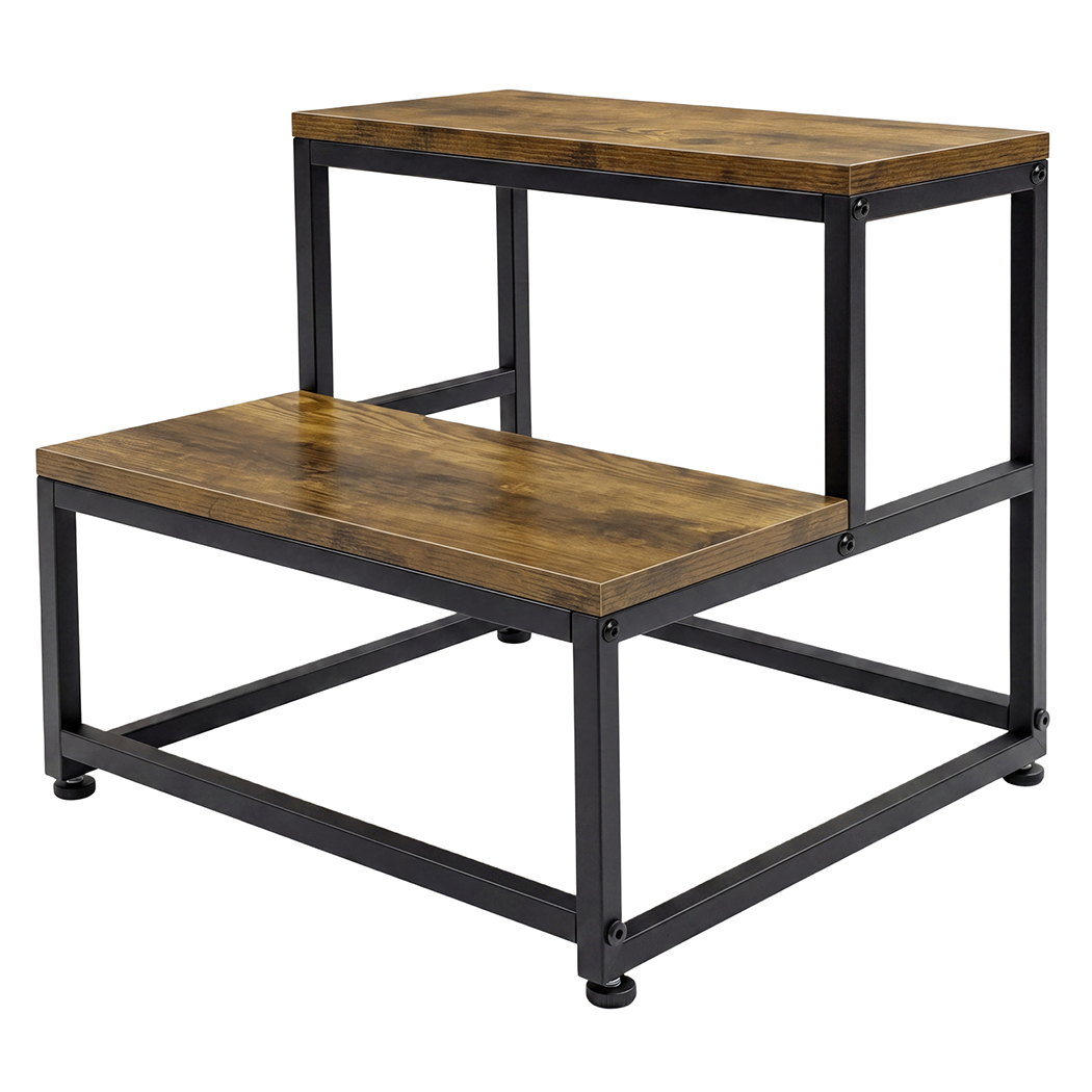 Levede 2-Step Stool Non Slip Portable Bathroom Kitchen Kids Adult Pet Use Brown