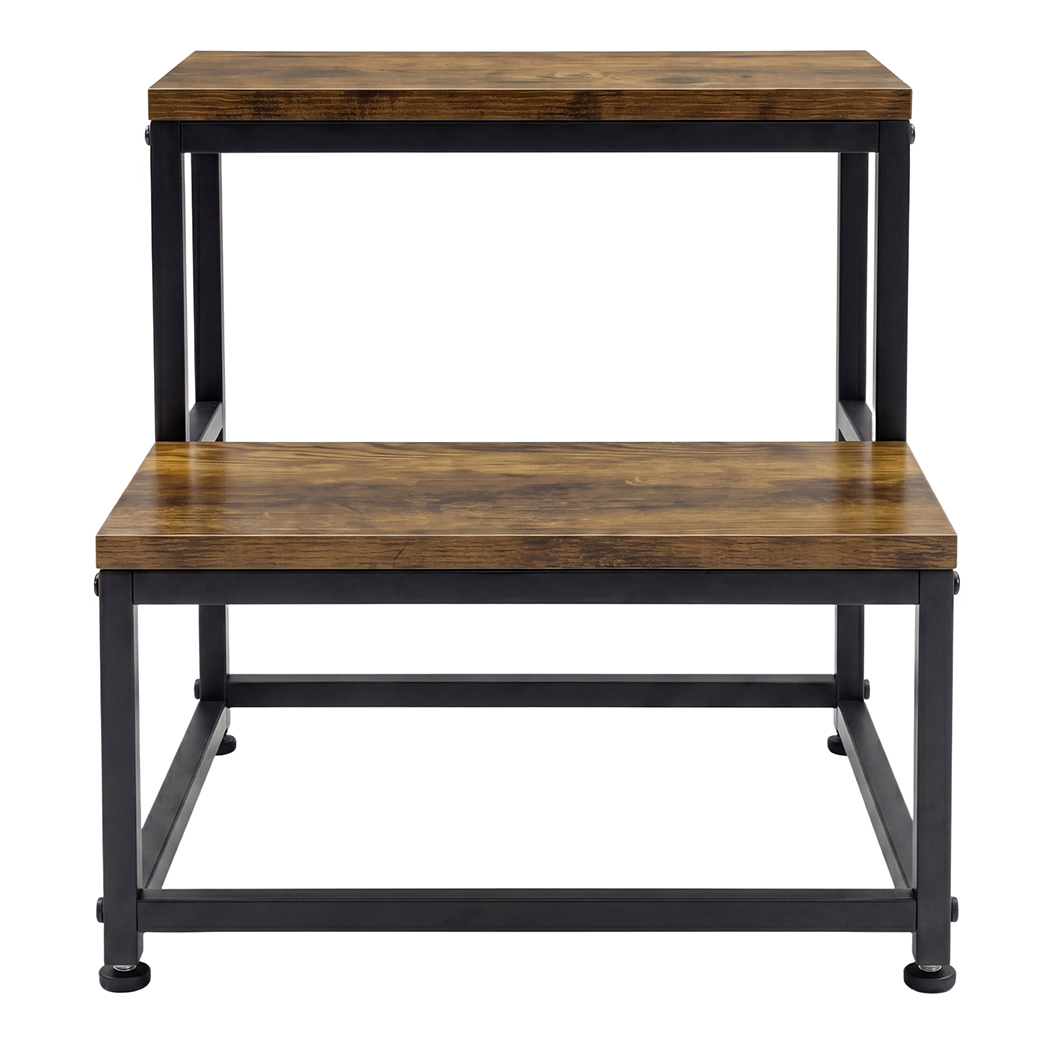 Levede 2-Step Stool Non Slip Portable Bathroom Kitchen Kids Adult Pet Use Brown detail