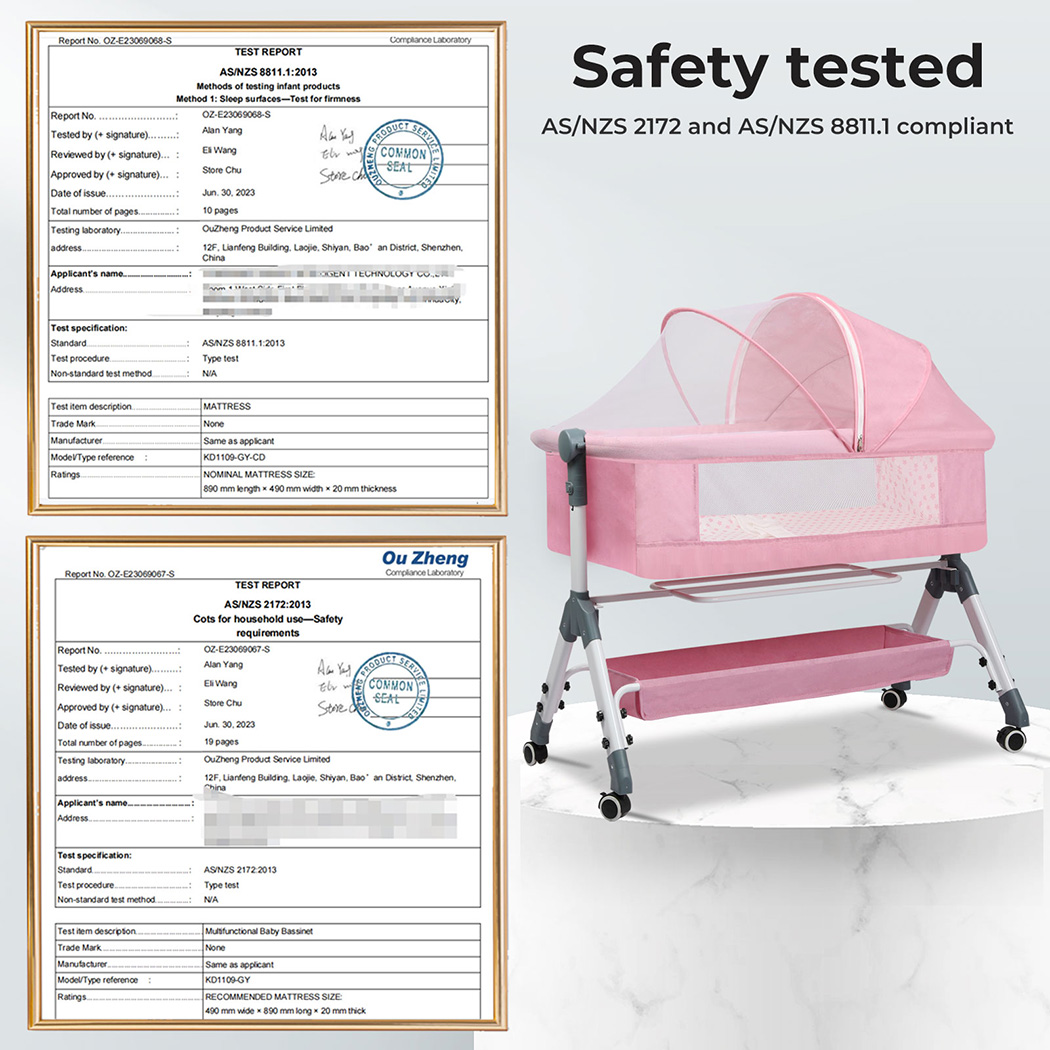 Bopeep Baby Cot Bed Crib Portable Bassinet Safety Fence Adjustable Bedside Pink - Picture 28 of 31