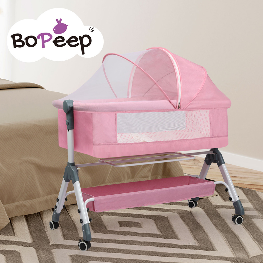 Bopeep Baby Cot Bed Crib Portable Bassinet Safety Fence Adjustable Bedside Pink - Picture 30 of 31