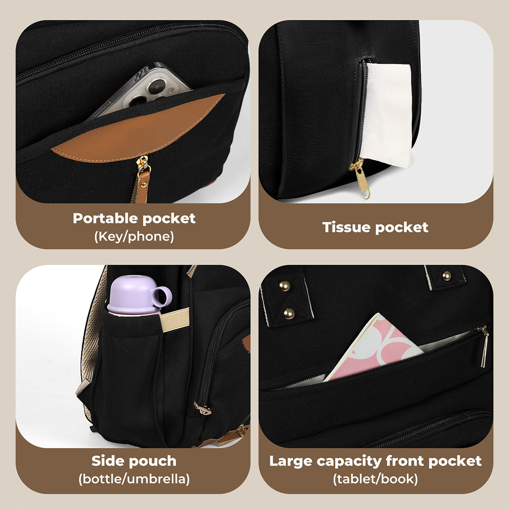 Bopeep Nappy Changing Bag Mummy Backpack Baby Diaper Bag Travel Waterproof - Picture 14 of 44